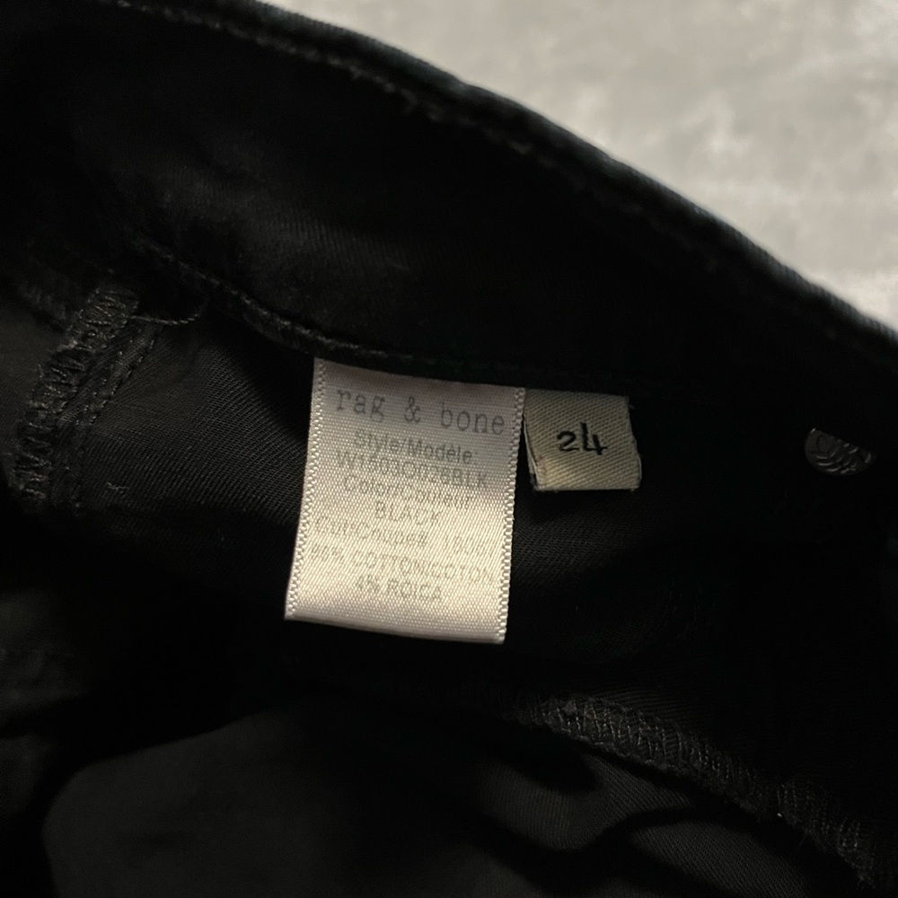 RAG & BONE frayed hem skinny jeans black size 24 like new - Picture 9 of 11